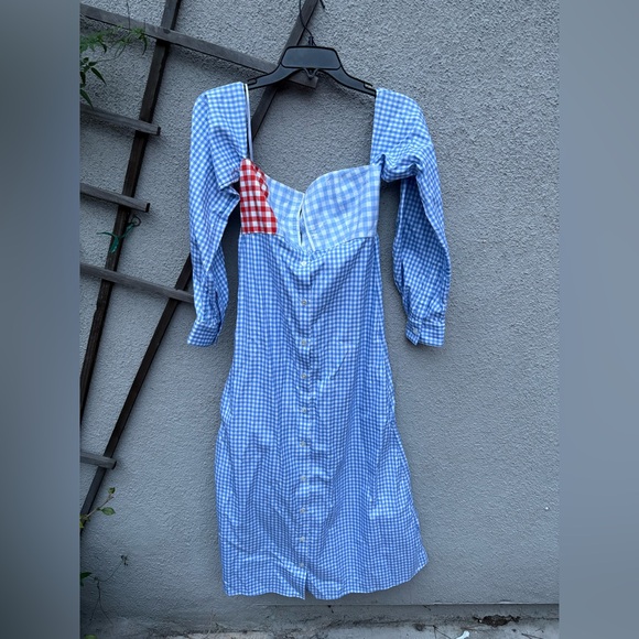 CF. goldman Blue Gingham Midi Dress - Picture 3 of 10